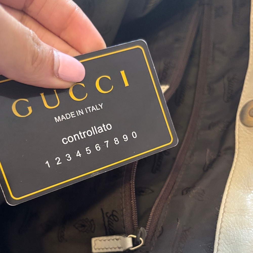 Gucci Brown and Cream Heart Accent Tote - Picture 8 of 11